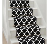 Bravich Black & White Trellis Hallway Runner Rug, Hessian Backed Flexible Stair Carpet Runner, Extra Long Length, Ideal for Stairs, Hallways & Kitchens 60x900CM (2'X30')