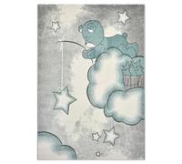 Bravich Blue Baby Bear Kids Rug, 80 x 150 cm (2ft7 x 4ft11) - Soft Anti-Allergic Childrens Rug for Bedroom, Playroom & Nursery, OEKO-TEX Tested, Non Shed Play Mat Rug