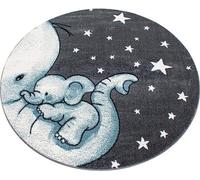 Bravich Blue Baby Elephant And Stars Circle Rug - Kids - 120Cm