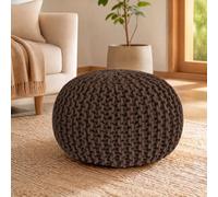Bravich Brown Chunky Knitted Pouffe Footstool - 50Cm Round