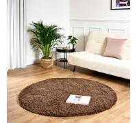 Bravich Brown Thick Shaggy Circle Rug - California - 150Cm