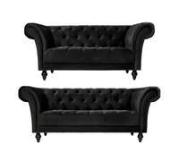 Bravich Cambridge Chesterfield 2 & 3 Seater Sofa Set - Velvet Black