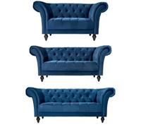 Bravich Cambridge Chesterfield Sofa Suite - Velvet Blue