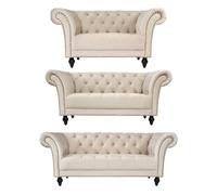 Bravich Cambridge Chesterfield Sofa Suite - Velvet Cream