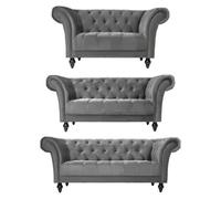 Bravich Cambridge Chesterfield Sofa Suite - Velvet Grey