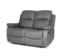 Bravich Charcoal Grey Faux Leather Manual Recliner Sofa - 2 Seater