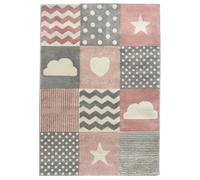 Bravich Checked Kids Rug Pink 160 x 230 cm (5ft3 x 7ft7), Childrens Nursery | Soft anti allergic play mat, OEKO-TEX tested polypropylene, hessian backed, bedroom floor carpet, boys girls toddler baby, xl