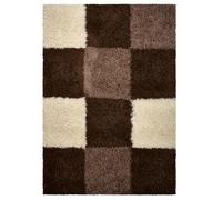 Bravich Checked Shaggy Rug Brown 60 x 110 cm (2ft x 3ft7), Bedroom Non Slip | Kitchen hallway rugs, thick soft fluffy deep pile carpet, hessian backing grips floors, shed free polypropylene, living plush
