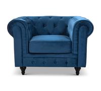 Bravich Chesterfield Armchair - Velvet Blue