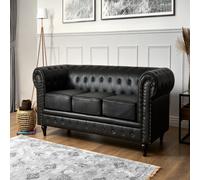 Bravich Chesterfield Faux Leather Button-Tufted 3-Seater Sofa
