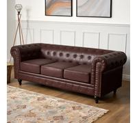 Bravich Chesterfield Faux Leather Button-Tufted 3-Seater Sofa