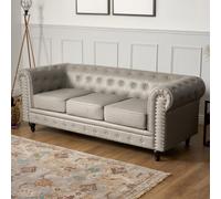 Bravich Chesterfield Faux Leather Button-Tufted 3-Seater Sofa