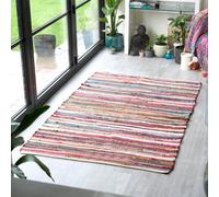 Bravich Chindi Handwoven Multi Coloured Recycled Rag Rug - 90 X 150Cm