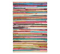 Bravich Cotton Chindi Rug Multicoloured 60 x 180 cm (2ft x 6ft) | Handwoven boho rag rugs, recycled flatweave, living room bedroom kitchen hallway, eco friendly, sustainable, reversible