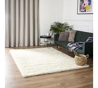 Bravich Cream Shaggy Rug 80 x 150cm (2'7" x 4'11") 5cm Pile Medium Thick Fluffy Living Room Hessian Backed Washable