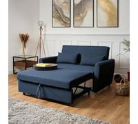 Bravich Dahlia Navy Blue 2 Seater Sofa Bed Double, Pull Out Sofa Bed, Compact With Fold Flat Mattress