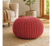 Bravich Dusty Pink Chunky Knitted Pouffe Footstool - 50Cm Round