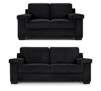 Bravich Enzo Corduroy Sofa - Black, 2 & 3 Seater Set
