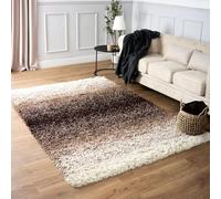 Bravich Extra Large 3 Tone Brown Beige and Cream Mix Super Soft 5cm Thick Shag High Deep Pile Soft Shaggy Area Rugs Modern Carpet Living Room Bedroom Mats 160x230 cm (5ft3 x 7ft7)