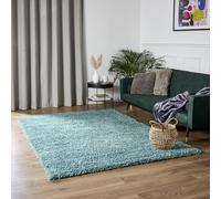 Bravich Extra Large Blue Rug 200 x 290cm (6'7" x 9'6") 5cm Pile Duck Egg Blue Shaggy Thick Fluffy Living Room Hessian Backed