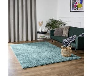 Bravich Extra Large Blue Rug 200 x 290cm (6'7" x 9'6") 5cm Pile Duck Egg Blue Shaggy Thick Fluffy Living Room Hessian Backed