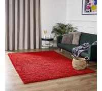 Bravich Extra Large Bright Red Shaggy Rug 160 x 230cm (5'3" x 7'7") 5cm Pile Red Thick Fluffy Living Room Hessian Backed