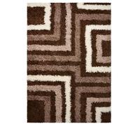 Bravich Extra Large Brown Beige Mocha and Ivory Tides Lines Pattern Geometric Design Mix Thick Shag 5cm Super Soft High Deep Pile Shaggy Area Rug/Living Room Rug Carpet 160x230 cm (5ft3 x 7ft7)
