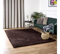 Bravich Extra Large Brown Shaggy Rug 160 x 230cm (5'3" x 7'7") 5cm Pile Chocolate Brown Thick Fluffy Living Room Hessian Backed