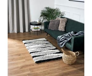 Bravich Extra Large Grey and Black Wave Pattern Stripes Wavy Design Mix Super Soft High Deep Pile Shaggy Area Rug/Living Room Rug Carpet 160x230 cm (5ft3 x 7ft7)