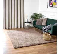 Bravich Extra Large Mocha Beige Shaggy Rug 160 x 230cm (5'3" x 7'7") 5cm Pile Mocha Thick Fluffy Living Room Hessian Backed