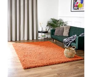 Bravich Extra Large Orange Rug 200 x 290cm (6'7" x 9'6") 5cm Pile Orange Shaggy Thick Fluffy Living Room Hessian Backed