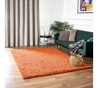 Bravich Extra Large Orange Shaggy Rug 160 x 230cm (5'3" x 7'7") 5cm Pile Orange Thick Fluffy Living Room Hessian Backed