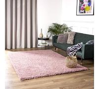 Bravich Extra Large Rose Pink Rug 200 x 290cm (6'7" x 9'6") 5cm Pile Rose Pink Shaggy Thick Fluffy Living Room Hessian Backed