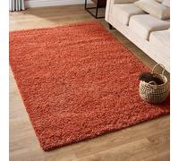 Bravich Extra Large Terracotta Shaggy Rug 160 x 230cm (5'3" x 7'7") 5cm Pile Terracotta Thick Fluffy Living Room Hessian Backed