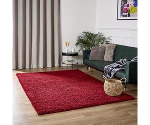 Bravich Extra Large Wine Red Shaggy Rug 160 x 230cm (5'3" x 7'7") 5cm Pile Wine Red Thick Fluffy Living Room Hessian Backed