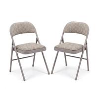 Bravich Folding Chairs Set Of 2, Padded Fabric Foldable Dining Office Bedroom Vanity With Steel Frames, Fold Flat For Easy