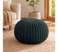 Bravich Forest Green Chunky Knitted Pouffe Footstool - 50Cm Round