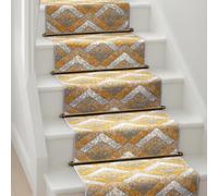 Bravich Gold & Grey Chevron Hallway Runner Rug, Hessian Backed Flexible Stair Carpet Runner, Extra Long Length, Ideal for Stairs, Hallways & Kitchens 60x600CM (2'X20')