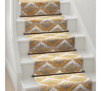 Bravich Gold & Grey Chevron Hallway Runner Rug, Hessian Backed Flexible Stair Carpet Runner, Extra Long Length, Ideal for Stairs, Hallways & Kitchens 60x180CM (2'X6')