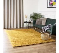 Bravich Gold Ocgre Shaggy Rug, 5cm Pile, 60 x 110 cm (2' x 3'7") | Hallway rugs, thick soft fluffy deep pile carpet, hessian backing grips floors, shed free polypropylene, living room, durable
