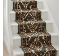 Bravich Green Medallion Hallway Runner Rug, Hessian Backed Flexible Stair Carpet Runner, Extra Long Length, Ideal for Stairs, Hallways & Kitchens 60x180CM (2'X6')