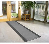 Bravich Grey Border Hallway Runner Rug, Hessian Backed Flexible Stair Carpet Runner, Extra Long Length, Ideal for Stairs, Hallways & Kitchens 60x360CM (2'X12')