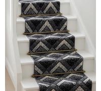 Bravich Grey Chevron Hallway Runner Rug, Hessian Backed Flexible Stair Carpet Runner, Extra Long Length, Ideal for Stairs, Hallways & Kitchens 60x600CM (2'X20')