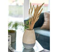 Bravich Grey & Natural Wooden Ceramic Vase - 20Cm