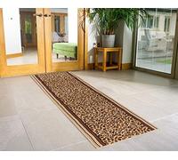 Bravich Grey & Red Geometric Tiles Hallway Runner Rug, Hessian Backed Flexible Stair Carpet Runner, Extra Long Length, Ideal for Stairs, Hallways & Kitchens 60x540CM (2'X18')