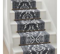 Bravich Grey Texas Medallion Hallway Runner Rug, Hessian Backed Flexible Stair Carpet Runner, Extra Long Length, Ideal for Stairs, Hallways & Kitchens 60 x 450cm (2'x15')
