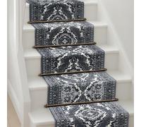 Bravich Grey Texas Medallion Hallway Runner Rug, Hessian Backed Flexible Stair Carpet Runner, Extra Long Length, Ideal for Stairs, Hallways & Kitchens 60 x 240cm (2'x8')