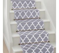 Bravich Grey Trellis Hallway Runner Rug, Hessian Backed Flexible Stair Carpet Runner, Extra Long Length, Ideal for Stairs, Hallways & Kitchens 60x540CM (2'X18')