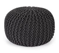 Bravich Handmade Knitted Pouffe Footstool 50Cm - Grey