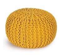 Bravich Handmade Knitted Pouffe Footstool 50Cm - Yellow
